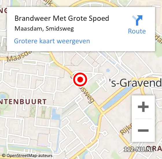 Locatie op kaart van de 112 melding: Brandweer Met Grote Spoed Naar Maasdam, Smidsweg op 23 maart 2024 12:00