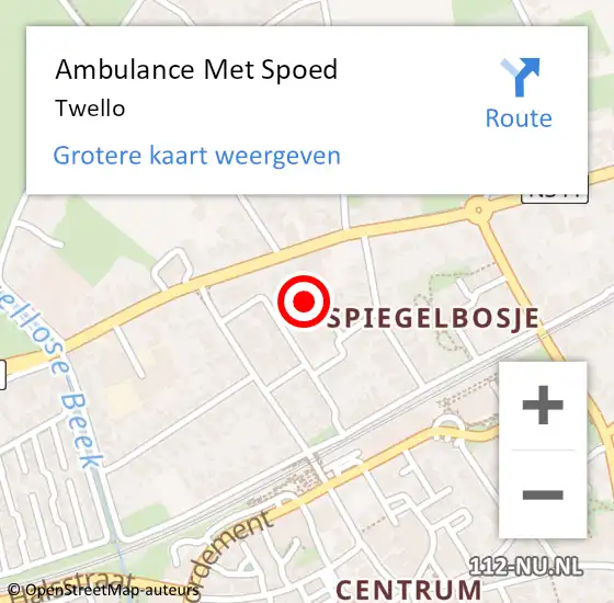 Locatie op kaart van de 112 melding: Ambulance Met Spoed Naar Twello op 23 maart 2024 12:15