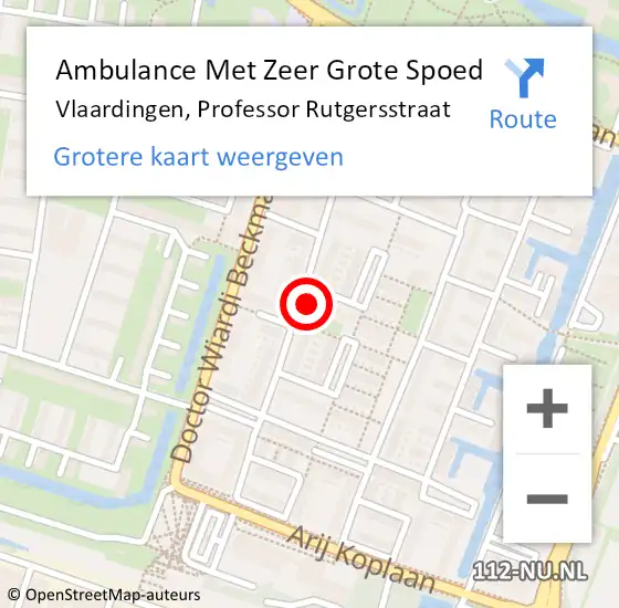 Locatie op kaart van de 112 melding: Ambulance Met Zeer Grote Spoed Naar Vlaardingen, Professor Rutgersstraat op 23 maart 2024 12:26