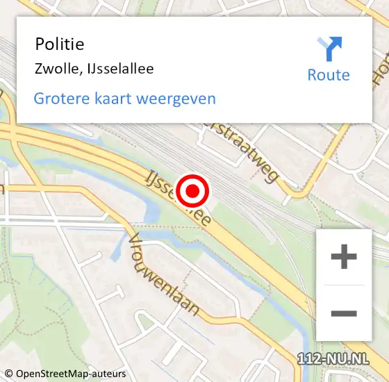 Locatie op kaart van de 112 melding: Politie Zwolle, IJsselallee op 23 maart 2024 12:29