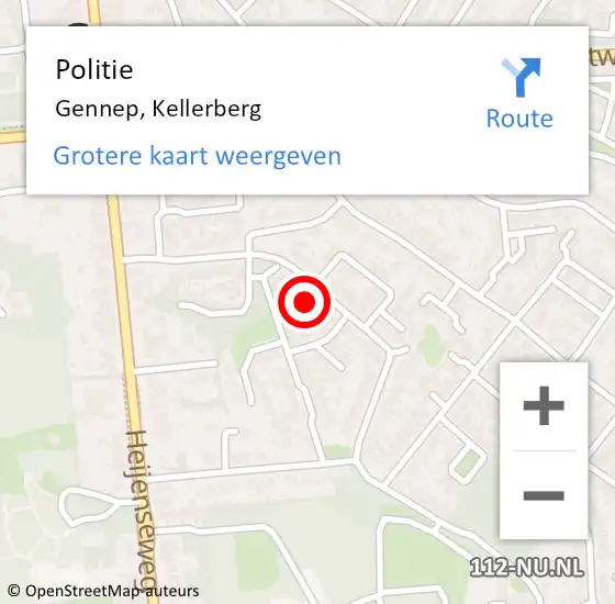 Locatie op kaart van de 112 melding: Politie Gennep, Kellerberg op 23 maart 2024 12:51