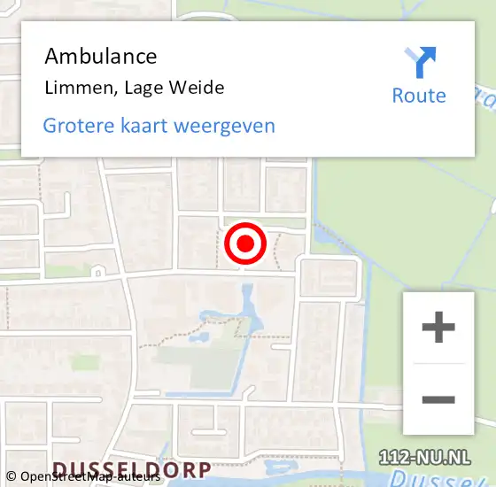 Locatie op kaart van de 112 melding: Ambulance Limmen, Lage Weide op 23 maart 2024 12:54
