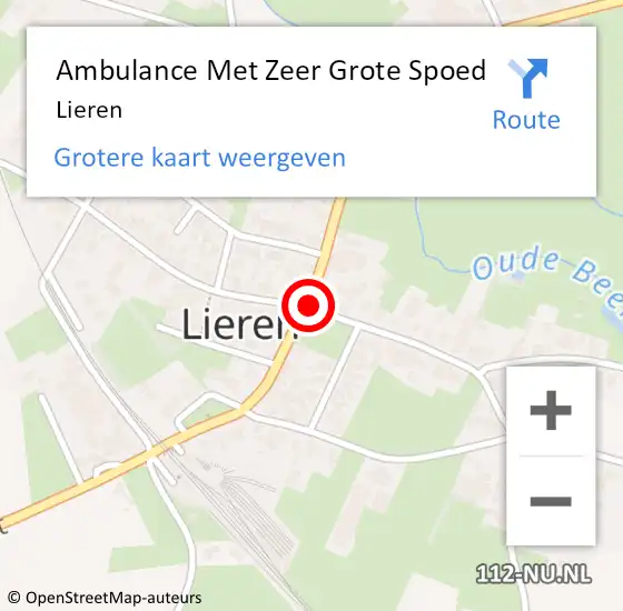 Locatie op kaart van de 112 melding: Ambulance Met Zeer Grote Spoed Naar Lieren op 23 maart 2024 13:18