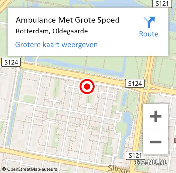 Locatie op kaart van de 112 melding: Ambulance Met Grote Spoed Naar Rotterdam, Oldegaarde op 23 maart 2024 13:56