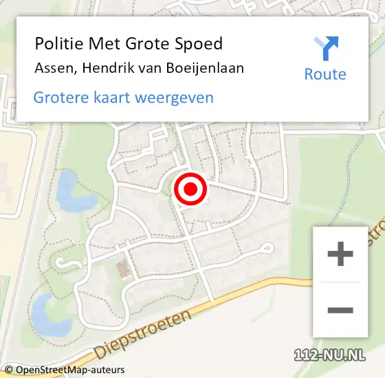 Locatie op kaart van de 112 melding: Politie Met Grote Spoed Naar Assen, Hendrik van Boeijenlaan op 23 maart 2024 14:02
