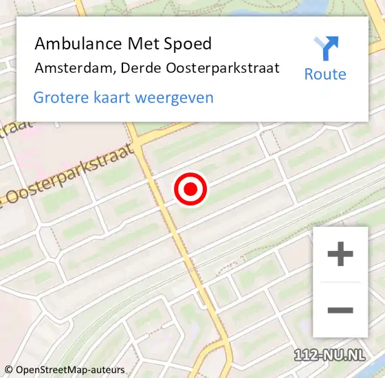 Locatie op kaart van de 112 melding: Ambulance Met Spoed Naar Amsterdam, Derde Oosterparkstraat op 23 maart 2024 14:15