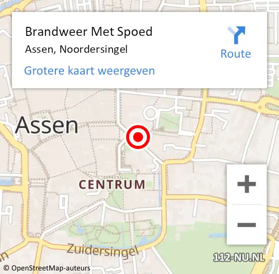 Locatie op kaart van de 112 melding: Brandweer Met Spoed Naar Assen, Noordersingel op 23 maart 2024 14:22