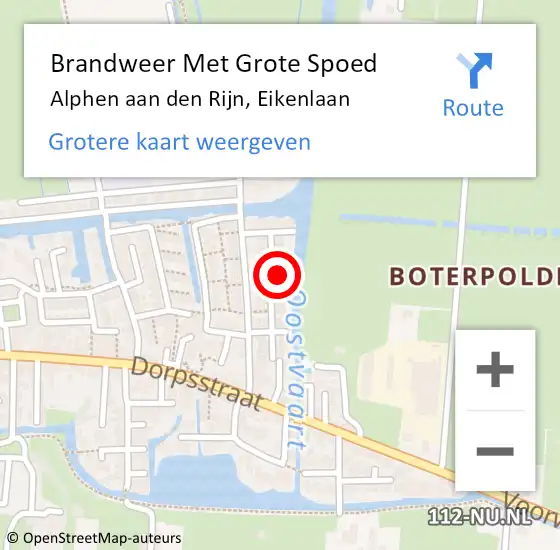 Locatie op kaart van de 112 melding: Brandweer Met Grote Spoed Naar Alphen aan den Rijn, Eikenlaan op 23 maart 2024 14:32