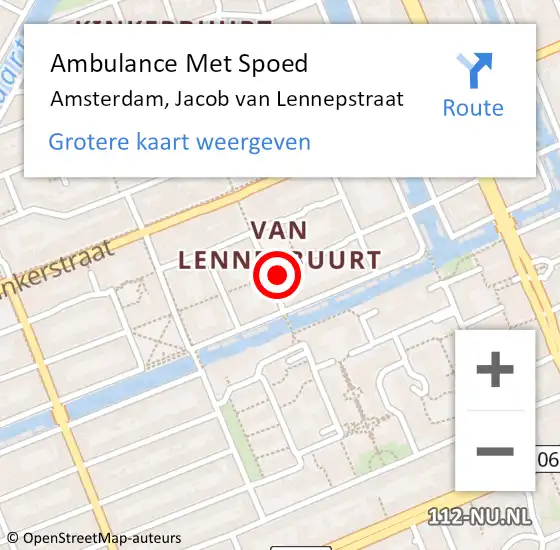 Locatie op kaart van de 112 melding: Ambulance Met Spoed Naar Amsterdam, Jacob van Lennepstraat op 23 maart 2024 14:42