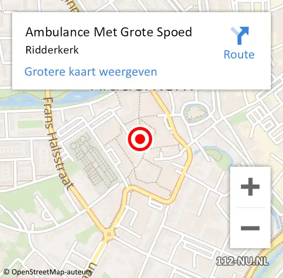 Locatie op kaart van de 112 melding: Ambulance Met Grote Spoed Naar Ridderkerk op 23 maart 2024 14:58