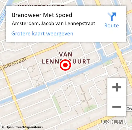 Locatie op kaart van de 112 melding: Brandweer Met Spoed Naar Amsterdam, Jacob van Lennepstraat op 23 maart 2024 15:28