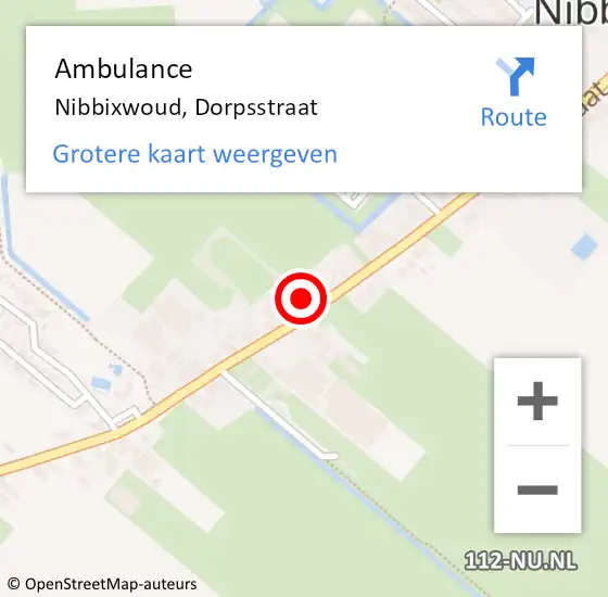 Locatie op kaart van de 112 melding: Ambulance Nibbixwoud, Dorpsstraat op 23 maart 2024 15:46
