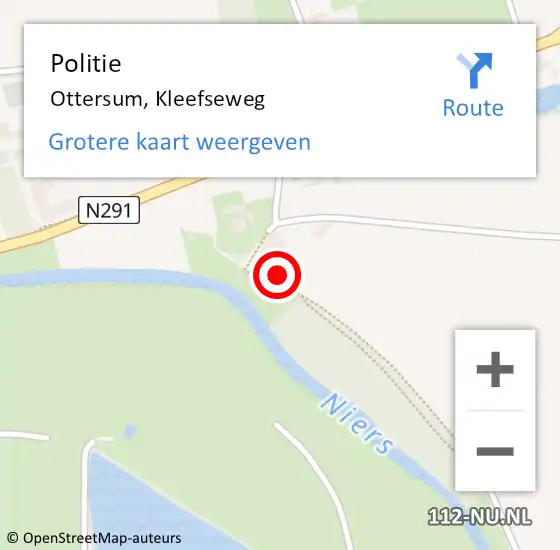Locatie op kaart van de 112 melding: Politie Ottersum, Kleefseweg op 23 maart 2024 15:55