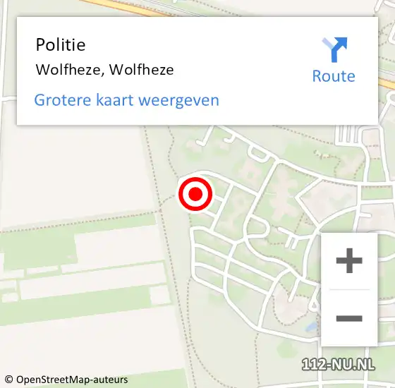Locatie op kaart van de 112 melding: Politie Wolfheze, Wolfheze op 23 maart 2024 16:11