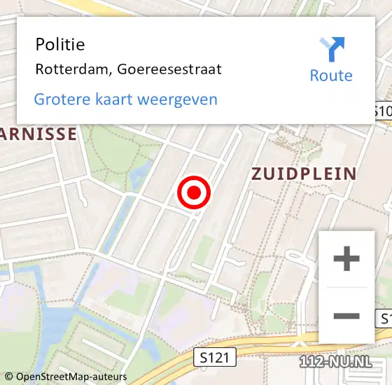 Locatie op kaart van de 112 melding: Politie Rotterdam, Goereesestraat op 23 maart 2024 16:22