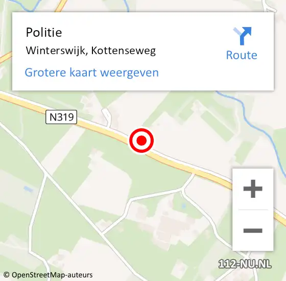 Locatie op kaart van de 112 melding: Politie Winterswijk, Kottenseweg op 23 maart 2024 16:24