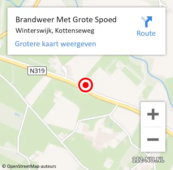 Locatie op kaart van de 112 melding: Brandweer Met Grote Spoed Naar Winterswijk, Kottenseweg op 23 maart 2024 16:25