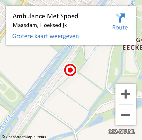 Locatie op kaart van de 112 melding: Ambulance Met Spoed Naar Maasdam, Hoeksedijk op 23 maart 2024 16:36