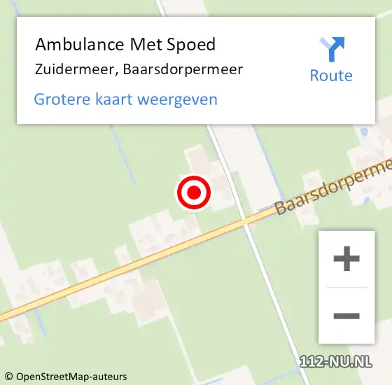 Locatie op kaart van de 112 melding: Ambulance Met Spoed Naar Zuidermeer, Baarsdorpermeer op 23 maart 2024 16:56