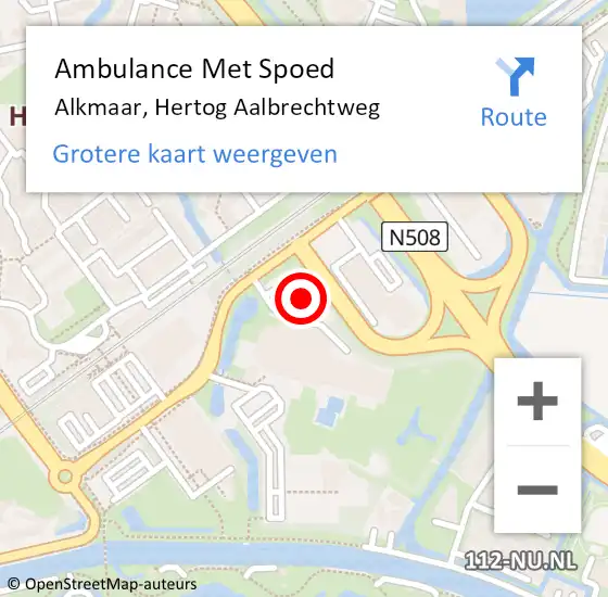 Locatie op kaart van de 112 melding: Ambulance Met Spoed Naar Alkmaar, Hertog Aalbrechtweg op 23 maart 2024 17:09