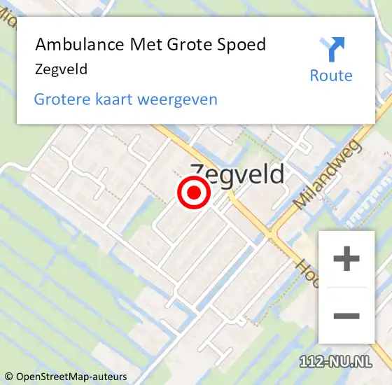 Locatie op kaart van de 112 melding: Ambulance Met Grote Spoed Naar Zegveld op 23 maart 2024 17:17