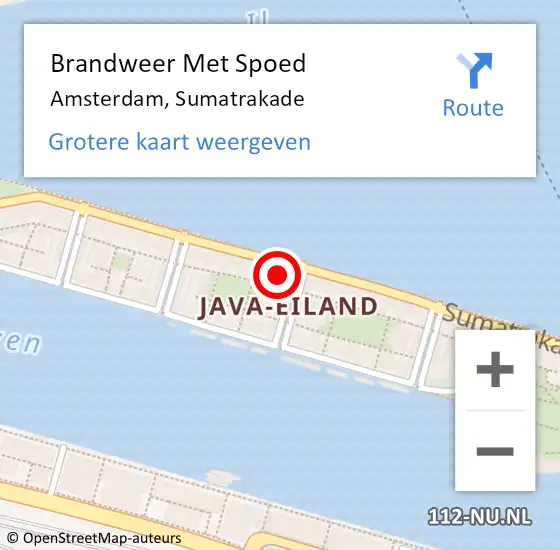 Locatie op kaart van de 112 melding: Brandweer Met Spoed Naar Amsterdam, Sumatrakade op 23 maart 2024 17:36