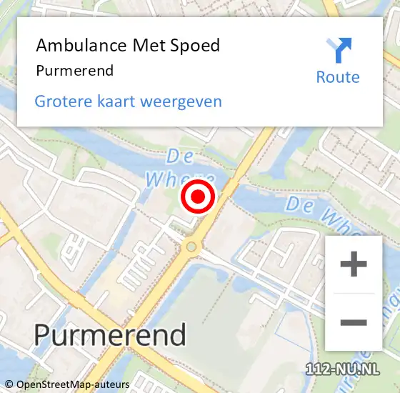 Locatie op kaart van de 112 melding: Ambulance Met Spoed Naar Purmerend op 23 maart 2024 18:17
