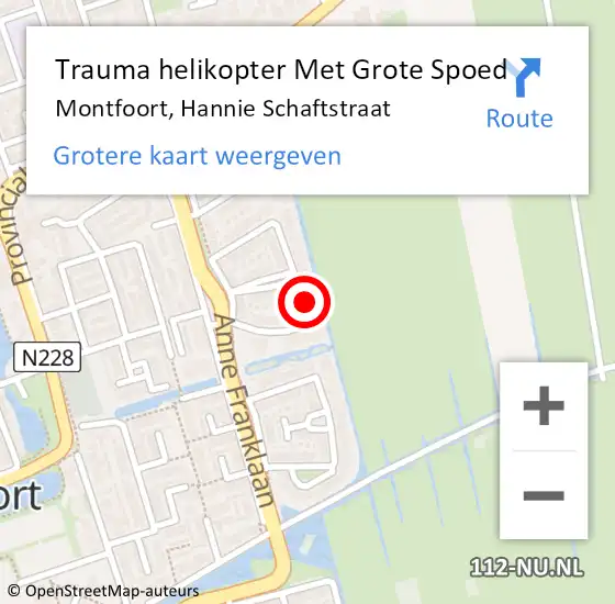 Locatie op kaart van de 112 melding: Trauma helikopter Met Grote Spoed Naar Montfoort, Hannie Schaftstraat op 23 maart 2024 18:20