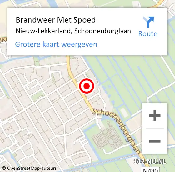 Locatie op kaart van de 112 melding: Brandweer Met Spoed Naar Nieuw-Lekkerland, Schoonenburglaan op 23 maart 2024 18:36