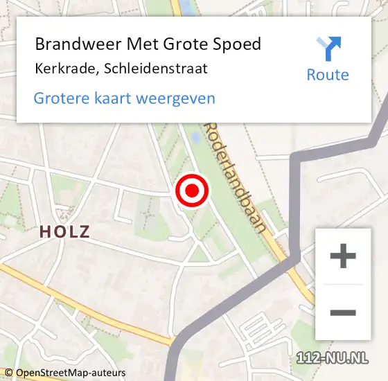 Locatie op kaart van de 112 melding: Brandweer Met Grote Spoed Naar Kerkrade, Schleidenstraat op 23 maart 2024 18:41