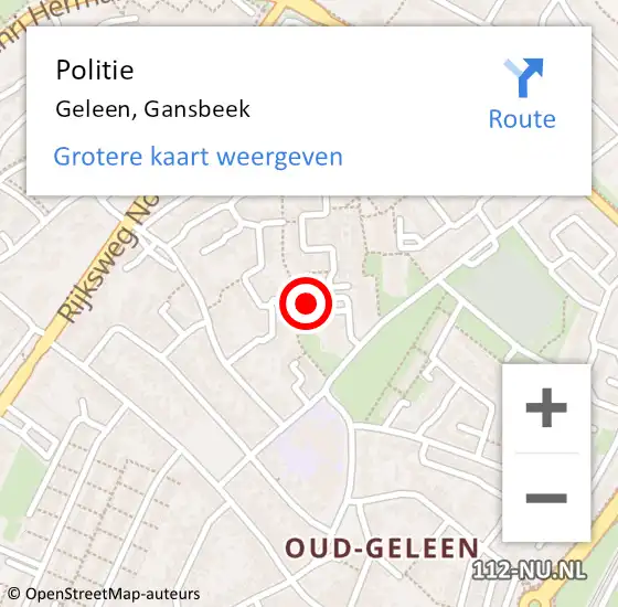 Locatie op kaart van de 112 melding: Politie Geleen, Gansbeek op 23 maart 2024 18:58