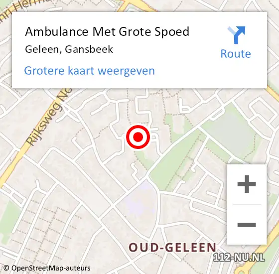 Locatie op kaart van de 112 melding: Ambulance Met Grote Spoed Naar Geleen, Gansbeek op 23 maart 2024 19:01