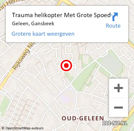 Locatie op kaart van de 112 melding: Trauma helikopter Met Grote Spoed Naar Geleen, Gansbeek op 23 maart 2024 19:01