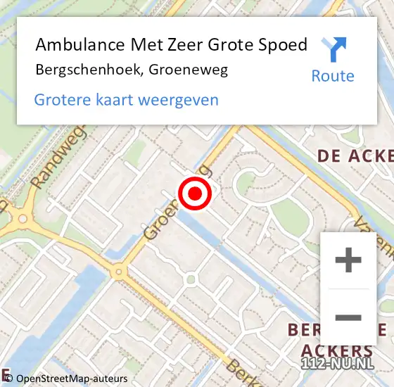 Locatie op kaart van de 112 melding: Ambulance Met Zeer Grote Spoed Naar Bergschenhoek, Groeneweg op 23 maart 2024 19:13