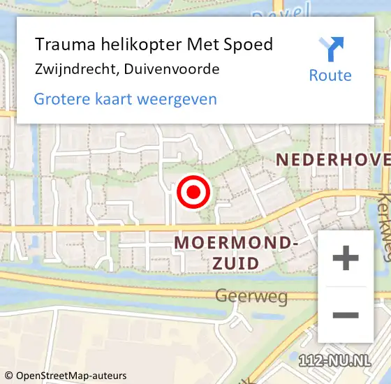 Locatie op kaart van de 112 melding: Trauma helikopter Met Spoed Naar Zwijndrecht, Duivenvoorde op 23 maart 2024 19:52