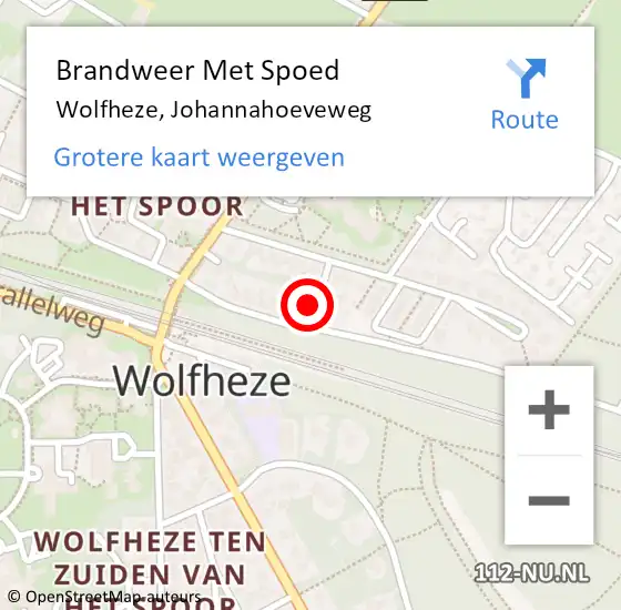 Locatie op kaart van de 112 melding: Brandweer Met Spoed Naar Wolfheze, Johannahoeveweg op 23 maart 2024 19:54
