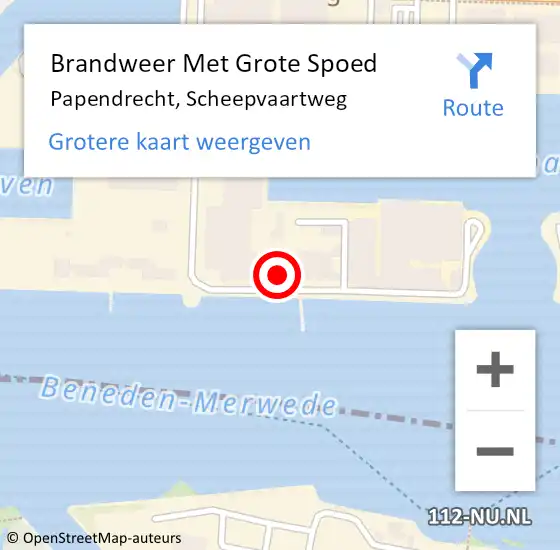 Locatie op kaart van de 112 melding: Brandweer Met Grote Spoed Naar Papendrecht, Scheepvaartweg op 23 maart 2024 20:21