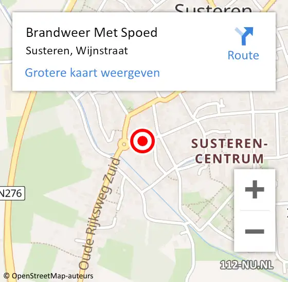 Locatie op kaart van de 112 melding: Brandweer Met Spoed Naar Susteren, Wijnstraat op 23 maart 2024 20:26