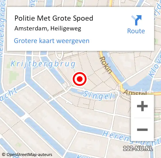Locatie op kaart van de 112 melding: Politie Met Grote Spoed Naar Amsterdam, Heiligeweg op 23 maart 2024 20:42