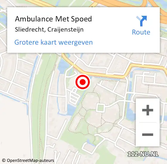 Locatie op kaart van de 112 melding: Ambulance Met Spoed Naar Sliedrecht, Craijensteijn op 23 maart 2024 21:16