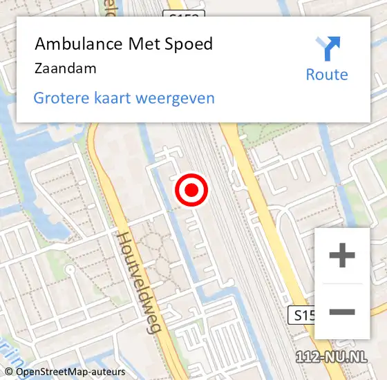 Locatie op kaart van de 112 melding: Ambulance Met Spoed Naar Zaandam op 23 maart 2024 21:18