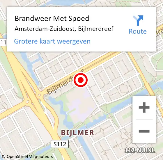 Locatie op kaart van de 112 melding: Brandweer Met Spoed Naar Amsterdam, Bijlmerdreef op 23 maart 2024 21:31