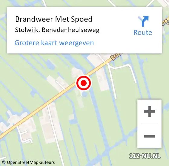 Locatie op kaart van de 112 melding: Brandweer Met Spoed Naar Stolwijk, Benedenheulseweg op 23 maart 2024 21:39