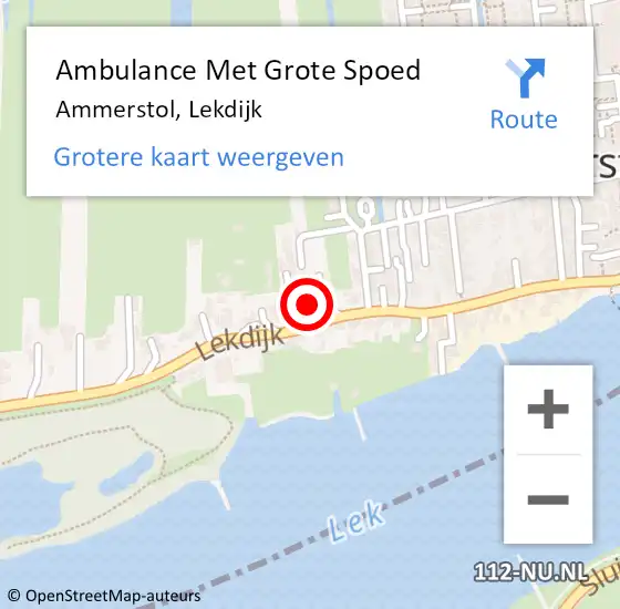 Locatie op kaart van de 112 melding: Ambulance Met Grote Spoed Naar Ammerstol, Lekdijk op 23 maart 2024 21:42