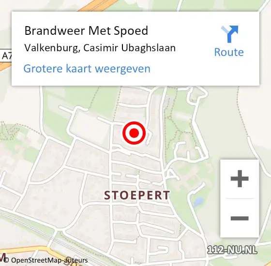 Locatie op kaart van de 112 melding: Brandweer Met Spoed Naar Valkenburg, Casimir Ubaghslaan op 23 maart 2024 22:05