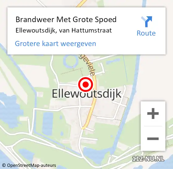 Locatie op kaart van de 112 melding: Brandweer Met Grote Spoed Naar Ellewoutsdijk, van Hattumstraat op 23 maart 2024 22:12