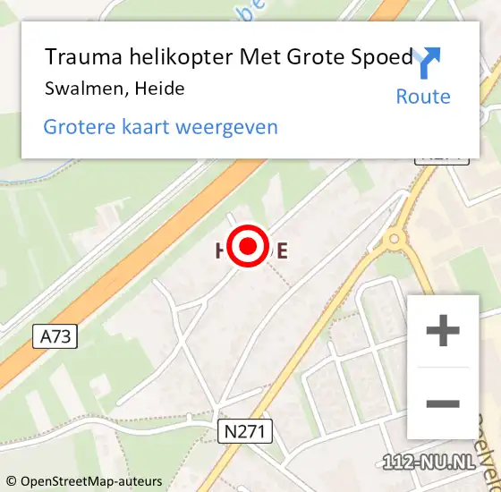 Locatie op kaart van de 112 melding: Trauma helikopter Met Grote Spoed Naar Swalmen, Heide op 23 maart 2024 22:26