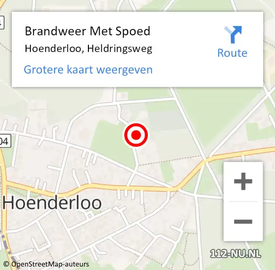 Locatie op kaart van de 112 melding: Brandweer Met Spoed Naar Hoenderloo, Heldringsweg op 23 maart 2024 22:46