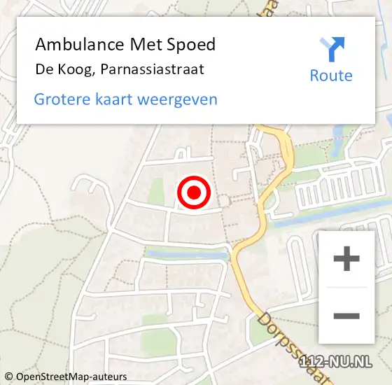 Locatie op kaart van de 112 melding: Ambulance Met Spoed Naar De Koog, Parnassiastraat op 23 maart 2024 23:15