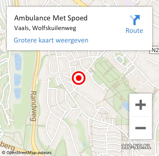 Locatie op kaart van de 112 melding: Ambulance Met Spoed Naar Vaals, Wolfskuilenweg op 23 maart 2024 23:27